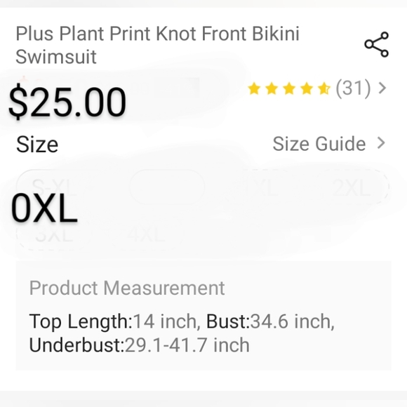 SHEIN 0XL print top and black   bottom swimsuit - Picture 3 of 9